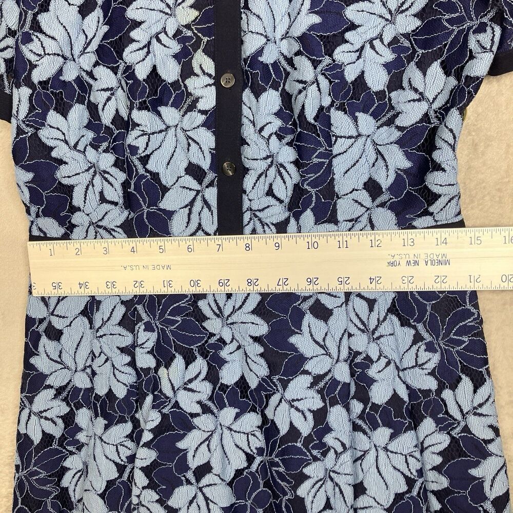 Draper James Floral Lace Dress Blue Fit & Flare Collared Preppy Womens 6 - Picture 13 of 15